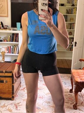 Nike Blue USA Mesh Crop Tank Top